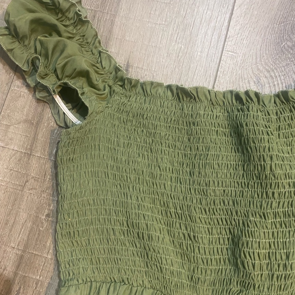 Cider Olive Green Smocked Dress - Picture 5 of 7
